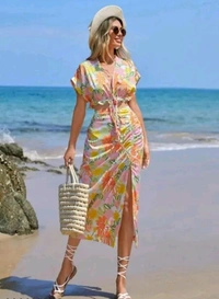 COOL AND CASUAL Chic Pink Two-piece Beach Co-ord Set  - Pink Lace, M