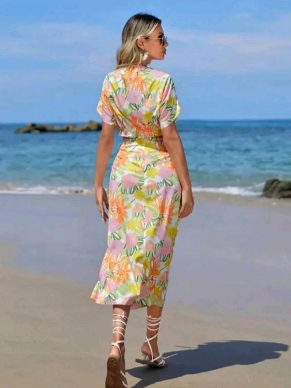 COOL AND CASUAL Chic Pink Two-piece Beach Co-ord Set  - Pink Lace, L