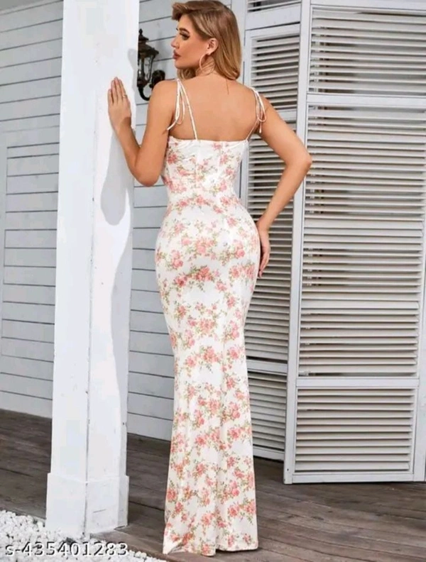 Floral Printed Bodycon Dress For Women  - White, XL