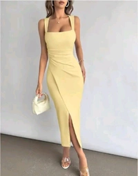 Gorgeous Yellow Bodycon Dress For Women  - Mint Julep, S