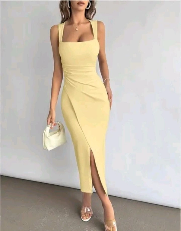 Gorgeous Yellow Bodycon Dress For Women  - Mint Julep, S
