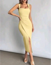 Gorgeous Yellow Bodycon Dress For Women  - Mint Julep, L