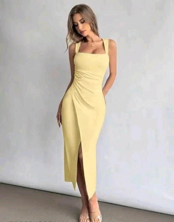 Gorgeous Yellow Bodycon Dress For Women  - Mint Julep, XL