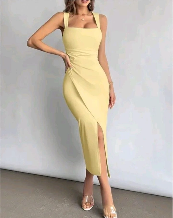 Gorgeous Yellow Bodycon Dress For Women  - Mint Julep, XL