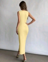 Gorgeous Yellow Bodycon Dress For Women  - Mint Julep, XL