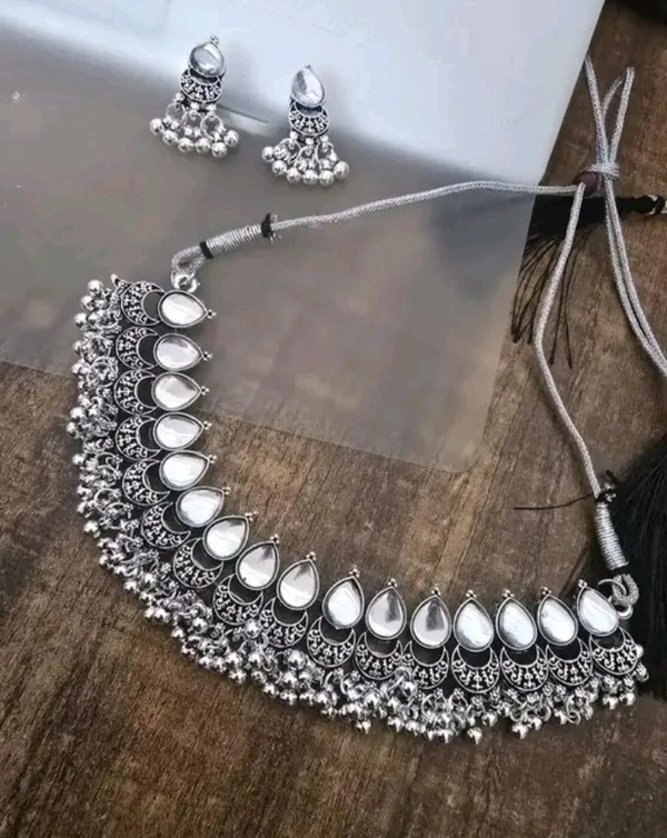 Oxidized Silver Alike Choker Set
