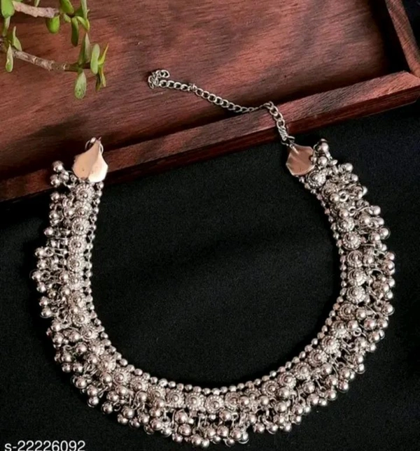 Oxidized Silver Ghungroo Choker 