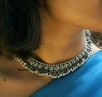 Oxidized Silver Ghungroo Choker 