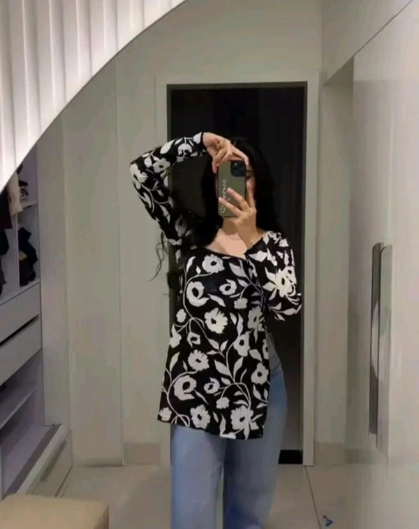 Black Trending Cotton Short Kurti  - Black, Xs