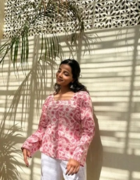 Trending Bell Sleeve Printed Short Kurti  - Illusion, Xs