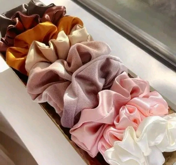 Pack Of 24 / Premium Satin Scrunchies  - Medium