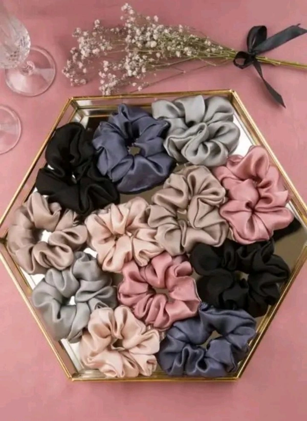 Premium Satin Scrunchies | Pack Of 6 - Medium