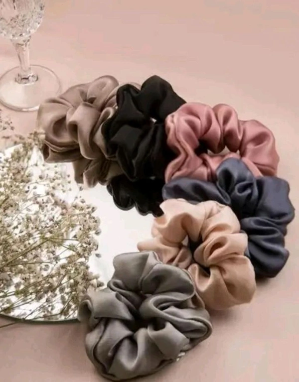 Premium Satin Scrunchies | Pack Of 6 - Medium