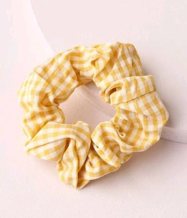 Blush Check Hair Scrunchies / Pack Of 6 - Medium