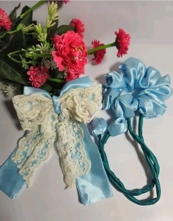 Gift Hamper For Her (Earrings, Pearl Bow, Tulip Scrunchie, Lace Bow & Mini Claw Clip) 