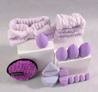 Various Sponges Set / 20 Piece Makeup Puff, Head Band And Sponge Kit  - Mauve
