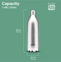 Milton Duo DLX 1500 Thermosteel Water Bottle 1.5 Litre, 24 Hr Hot and Cold I Leak Proof Lid, ISI Certified, Gym, School,Silver