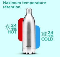 Milton Duo DLX 1500 Thermosteel Water Bottle 1.5 Litre, 24 Hr Hot and Cold I Leak Proof Lid, ISI Certified, Gym, School,Silver