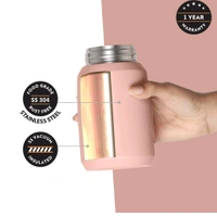 Borosil Hydra Carry Mate  500 ml Stainless Steel Double Wall Vacuum Insulated Soup Flask & Food Jar with Screw Lid - Pink