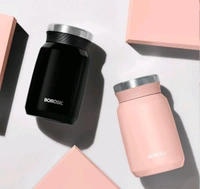 Borosil Hydra Carry Mate  500 ml Stainless Steel Double Wall Vacuum Insulated Soup Flask & Food Jar with Screw Lid - Pink