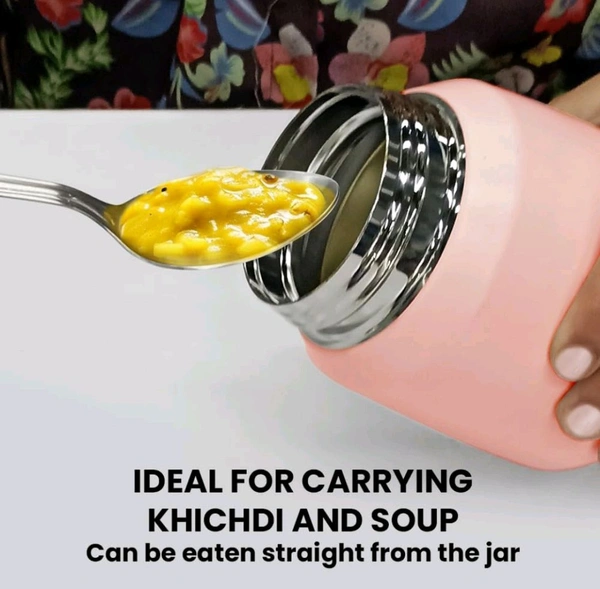 Borosil Hydra Carry Mate  500 ml Stainless Steel Double Wall Vacuum Insulated Soup Flask & Food Jar with Screw Lid - Black