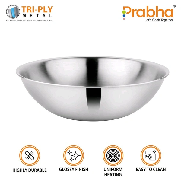 Prabha Prima Triply Tasla Flat Base Without Lid - 1.8L