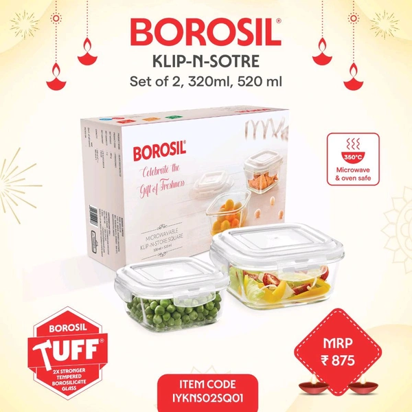 Borosil Clip N Store 2 Container Set