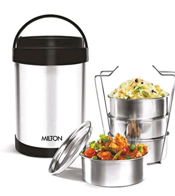Milton  Royal 4 Stainless Steel Containers with 600 ml Each, PU Insulated, Hot & Cold