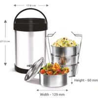 Milton  Royal 4 Stainless Steel Containers with 600 ml Each, PU Insulated, Hot & Cold