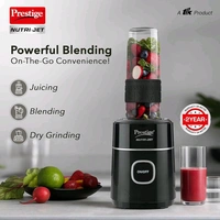 Prestige Nutri-Jet Mixer Grinder with 2 Jars| 450 Watts| Sipper Lid & Additional Cover Lid| ISI Certified| One-Touch Operation, Black