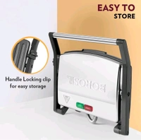 Borosil Elite Prime Grill Sandwich Maker | Can Make 2 Sandwich At a Time | 1000W Electric Toaster Maker | Non Toxic & Nonstick Coating Grill Plates Opens to 90° | Power Indicators | 2 Year Warranty