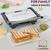 Borosil Elite Prime Grill Sandwich Maker | Can Make 2 Sandwich At a Time | 1000W Electric Toaster Maker | Non Toxic & Nonstick Coating Grill Plates Opens to 90° | Power Indicators | 2 Year Warranty