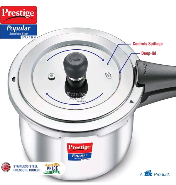 Prestige 1.5 Litre Stainless Steel Popular Svachh Outerlid Pressure Cooker