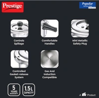 Prestige 1.5 Litre Stainless Steel Popular Svachh Outerlid Pressure Cooker