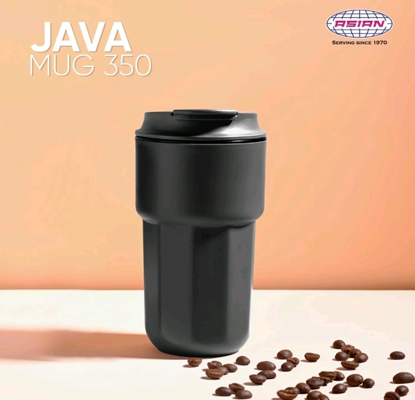 Asian Plastowares Java Mug 350ml Insulated Coffee & Tea Cup | Seen on Farah Khan Show! | Thermoware Spill-Proof Travel Mug - Black