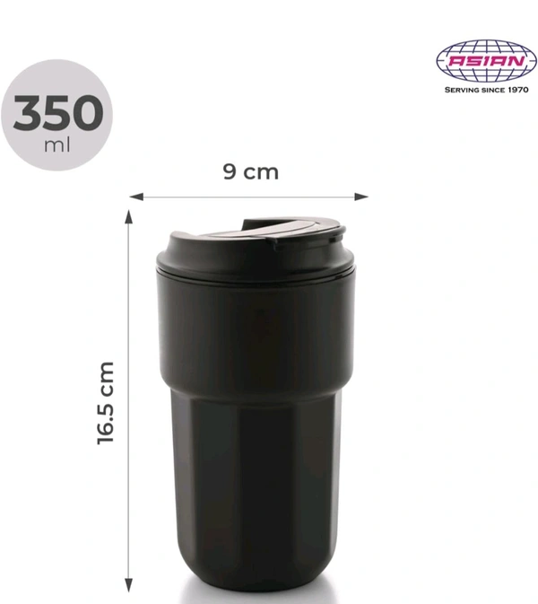 Asian Plastowares Java Mug 350ml Insulated Coffee & Tea Cup | Seen on Farah Khan Show! | Thermoware Spill-Proof Travel Mug - Tan