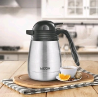 Milton Carafe Stainless Steel Double Walled Vacuum Insulated Flask with Lid and Handle, Silver, ISI Certified, Coffee/Tea Carafe Heat & Cold Retention, Leak Proof, Rust Free, Easy to Carry - 600ml