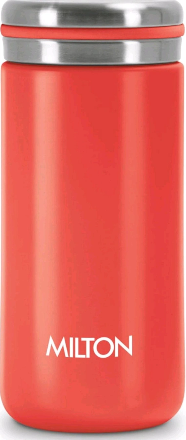 Milton Shiny 200 Thermosteel Water Bottle 200 ml, 24 Hr Hot and Cold I Leak Proof Lid, ISI Certified I Vacuum Insulated - Red