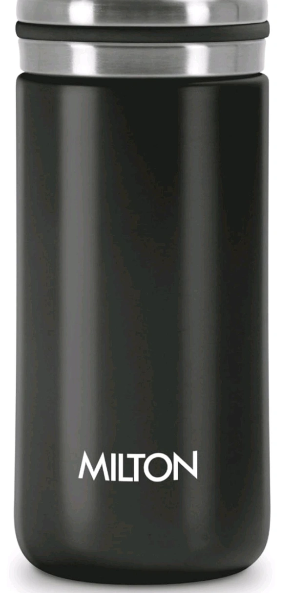 Milton Shiny 200 Thermosteel Water Bottle 200 ml, 24 Hr Hot and Cold I Leak Proof Lid, ISI Certified I Vacuum Insulated - Black
