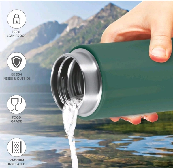 Milton Shiny 200 Thermosteel Water Bottle 200 ml, 24 Hr Hot and Cold I Leak Proof Lid, ISI Certified I Vacuum Insulated - Green