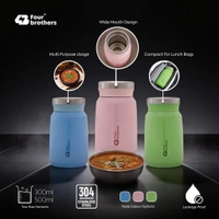 Four Brother Stailess Steel Airtight & Leakproof Sambar and Soup Jar 500ml - Green