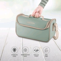 Milton MILTON Lush Lunch Box 1 Stainless Steel Container + 2 Microwave Safe, Cool Touch Body SS Container I BPA Free I Stylish Durable Jacket I Ideal for Office, School, Outdoor, Picnic - Mint Green