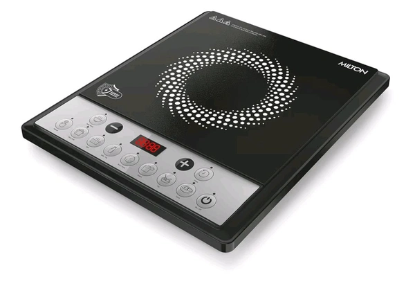 Milton Euroline Elio 16.0 Portable 1600 W Induction Cooktop | LED Display Panel, 5KV Surge Protection | Timer & Preset Menu Functions | Soft Touch Buttons | Fast Cooking | 3-Year Warranty on Coil