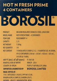 Borosil Hot n Fresh 4 Container Lunch Box