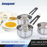 ANUPAM Anupam Stainless Steel Sandwich Bottom Sauce Pan Size 10