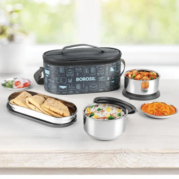 BOROSIL Borosil Carry Fresh Stainless Steel Lunchbox Set of 3