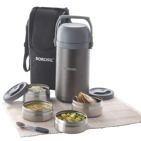 BOROSIL Borosil - Hot-N-Fresh Stainless Steel Insulated Lunch Box Set of 4