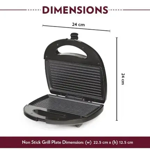 BOROSIL Neo Grill 2.0, 750 Watt, Bread Sandwich Maker, Makes 2 Sandwiches - Base Variant