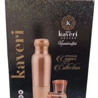 Copper Water Bottle With Glass Set