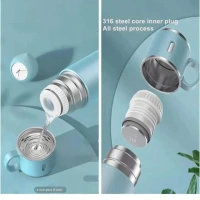 Double Wall Stainless Steel Thermo 500ml Vacuum Insulated Bottle With 3 Cup